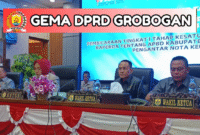Ketua DPRD Kabupaten Grobogan, Lusia Indah Artani (tengah) memimpin rapat paripurna dengan agenda tentang APBD Kabupaten Grobogan TA. 2026) Pengantar Nota Keuangan, Senin (8/9). (dok/Humas DPRD Grobogan)