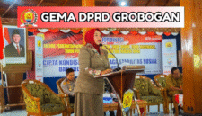 Ketua DPRD Grobogan Lusia Indah Artani saat memberikan sambutan dalam Rapat Koordinasi Cipta Kondisi Stabilitas Sosial Politik Kabupaten Grobogan yang digelar di Pendapa Grobogan, Senin (15/9/2025). (dok/mediasapujagad.com)