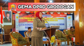 Ketua DPRD Grobogan Lusia Indah Artani saat memberikan sambutan dalam Rapat Koordinasi Cipta Kondisi Stabilitas Sosial Politik Kabupaten Grobogan yang digelar di Pendapa Grobogan, Senin (15/9/2025). (dok/mediasapujagad.com)