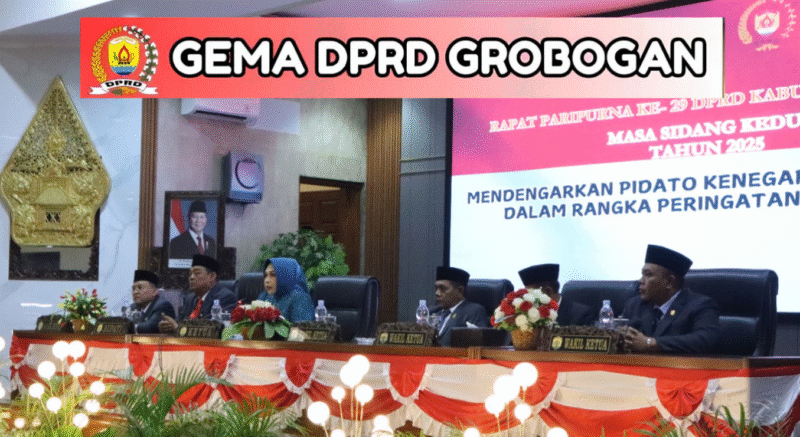 Bupati, Ketua DPRD Lusia Indah Artani beserta seluruh anggota dewan dan jajaran Forkompimda mendengarkan pidato kenegaraan Presiden RI Prabowo Subianto. (dok/mediasapujagad)