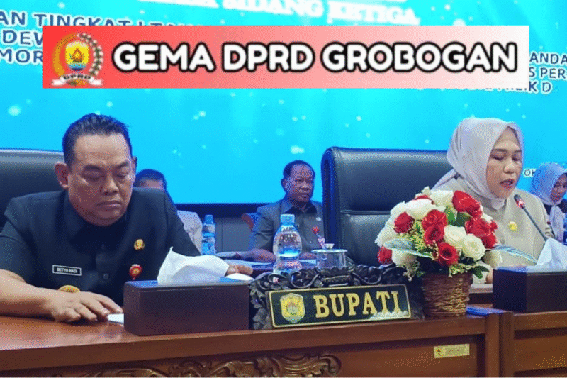 Foto: Ketua DPRD Grobogan Lusia Indah Artani saat memimpin Rapat Paripurna DPRD Grobogan yang digelar dalam rangka penyampaian jawaban atas pemandangan umum fraksi-fraksi DPRD, belum lama ini. (mediasapujagad.com/humas DPRD Grobogan)