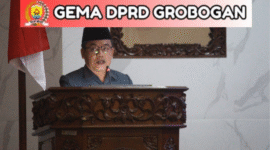 Ketua Bapemperda DPRD Grobogan Musapak membacakan laporan Bapemperda tentang fasilitasi Bantuan Penyelenggaraan Pendidikan Madrasah Diniyyah. (mediasapujagad.com/dok)